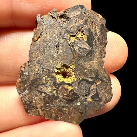 Meteorit Pallasit La’gad 002 – 3,1g / plátek – Západní Sahara