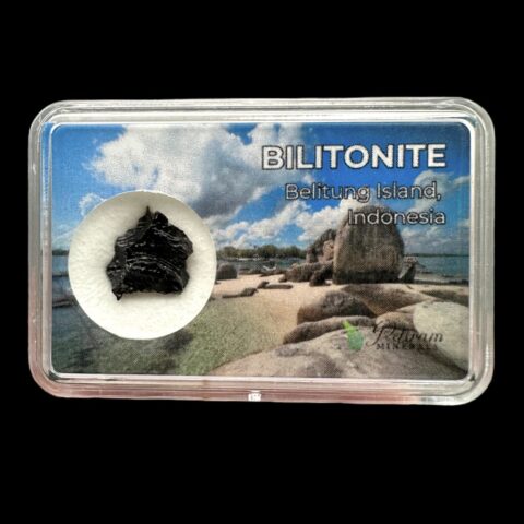 Bilitonit “Batu Satam” v krabičce – Belitung, Indonésie