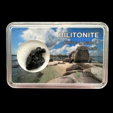 Bilitonit “Batu Satam” v krabičce – Belitung, Indonésie