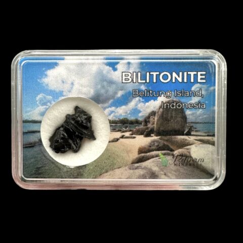 Bilitonit “Batu Satam” v krabičce – Belitung, Indonésie