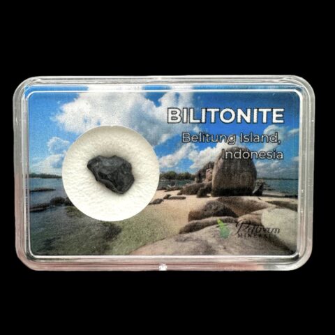 Bilitonit “Batu Satam” v krabičce – Belitung, Indonésie