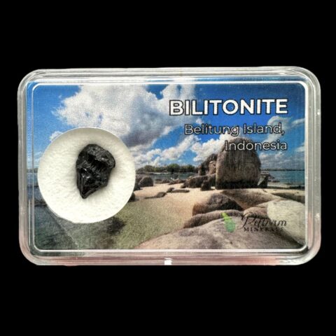 Bilitonit “Batu Satam” v krabičce – Belitung, Indonésie
