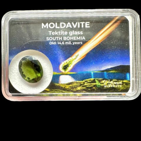 Broušený vltavín v krabičce 3,2ct