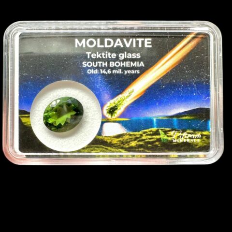 Broušený vltavín v krabičce 3,1ct