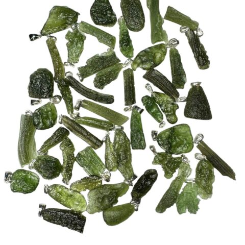 Stříbrné vltavínové šperky – 115g
