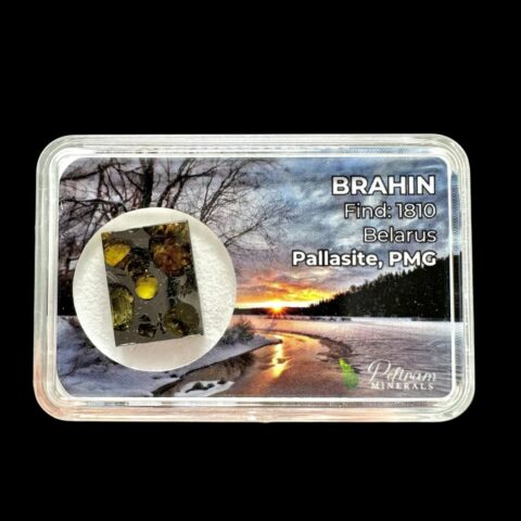 Meteorit Pallasit Brahin 2,2g – Extra kvalita – Bělorusko