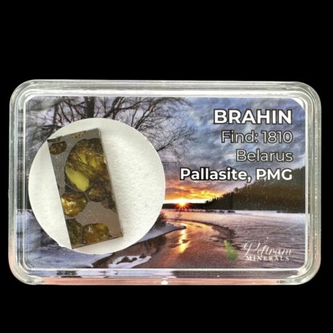Meteorit Pallasit Brahin 2,1g – Extra kvalita – Bělorusko