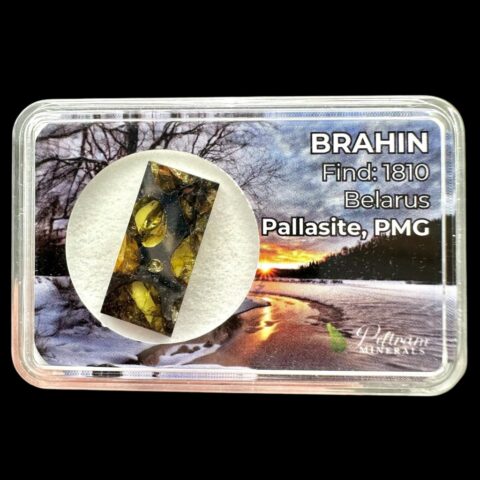 Meteorit Pallasit Brahin 2,1g – Extra kvalita – Bělorusko