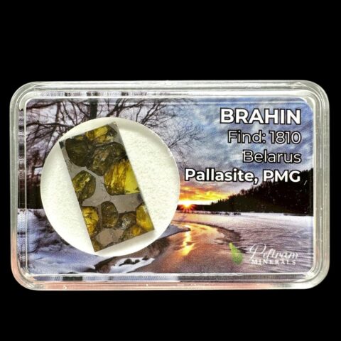Meteorit Pallasit Brahin 2,9g – Extra kvalita – Bělorusko