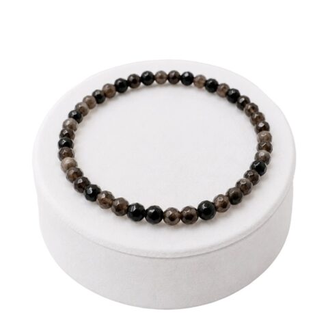 Náramek z obsidiánu 4 mm – broušené korálky